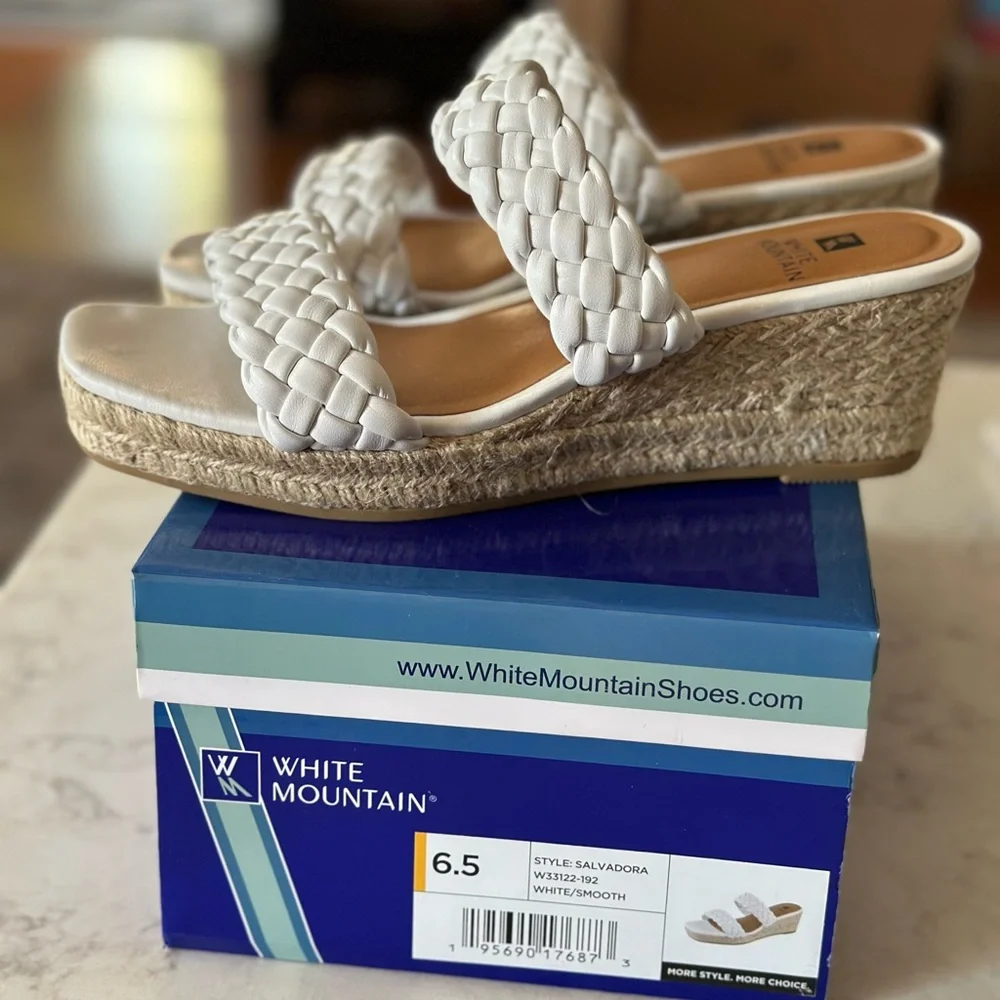 White Mountain White Braided Espadrille Sandals